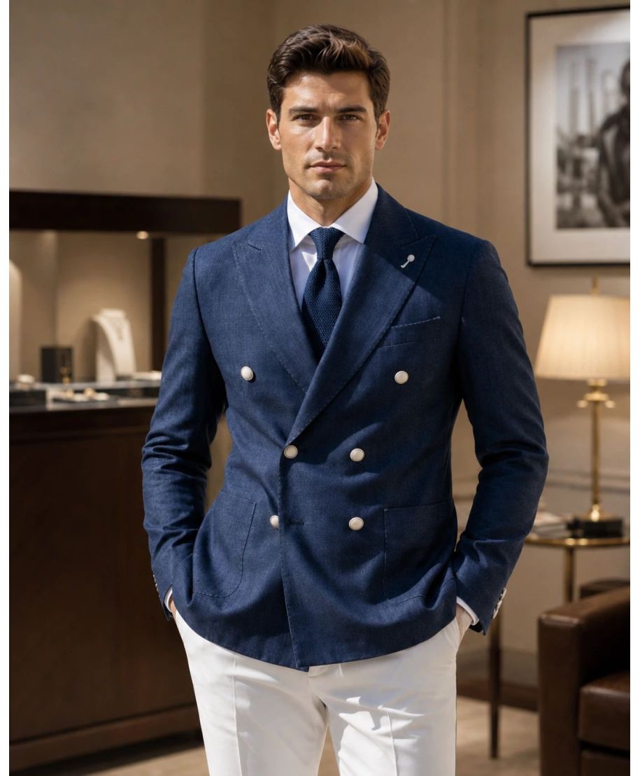 Giacca doppiopetto in denim - Nathaniel - Abbigliamento uomo online - Gogolfun.it