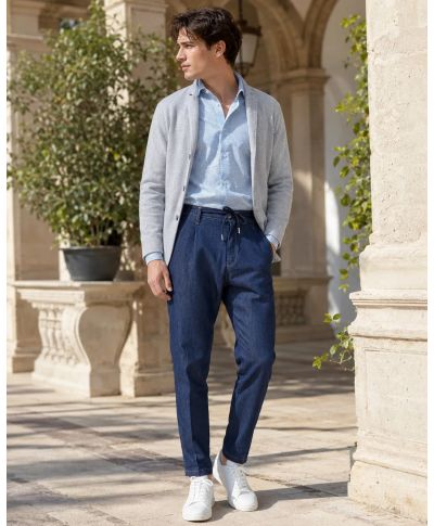 Pantalone denim leggero uomo con coulisse Paul Miranda - Pantaloni uomo online  gogolfun.it