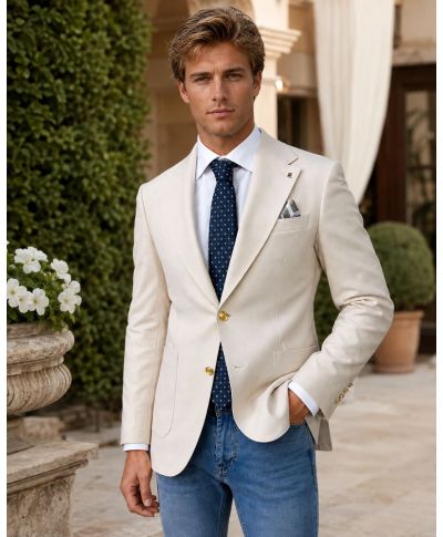 Giacca uomo panna con bottoni oro - Sunset - Giacche e blazer uomo online - Gogolfun.it
