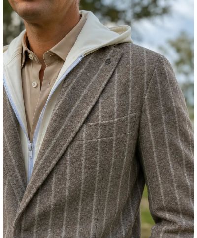 Giacca uomo beige, con cappuccio PAUL MIRANDA - Giacche uomo sportive - Gogolfun.it