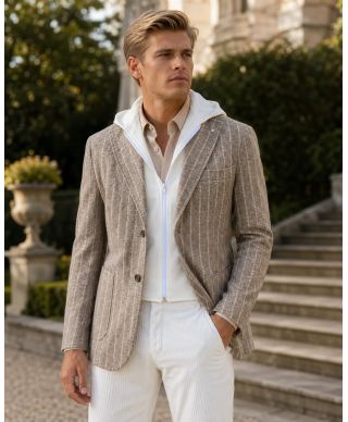 Giacca uomo beige, con cappuccio PAUL MIRANDA - Giacche uomo sportive - Gogolfun.it