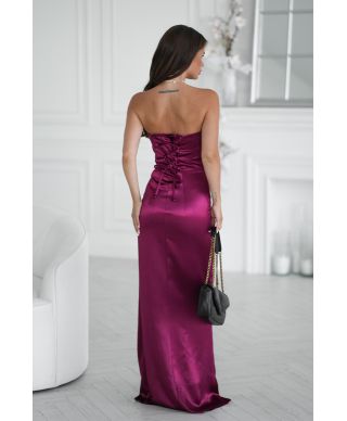Vestito a sirena con spacco, rosso - Rose
