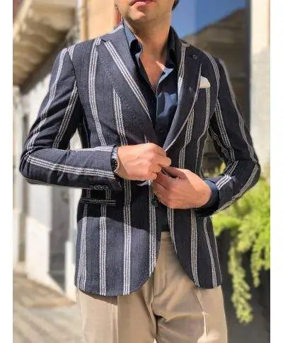 Giacca uomo particolare, a righe bianche e blu - Paul Miranda