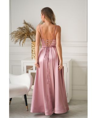 Vestito Lungo da Sera Rosa in Satin Lucente – Eleganza da Favola - Ravenna