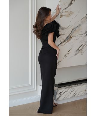 Abito elegante, lungo – Mono spalla - Colore nero - Fiora