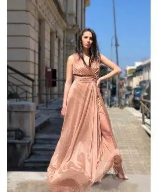 Vestito oro, lungo elegante