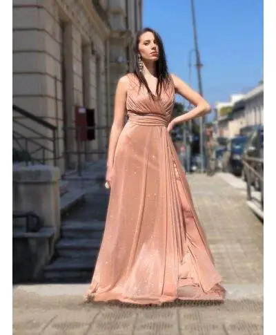 Vestito oro, lungo elegante