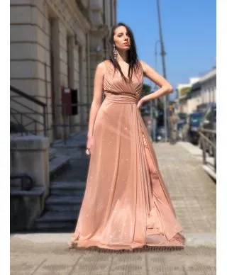 Vestito oro, lungo elegante