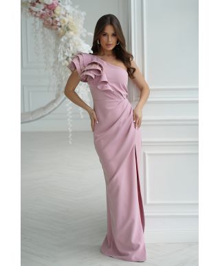 Abito elegante, lungo – Mono spalla - Rosa sporco - Fiora