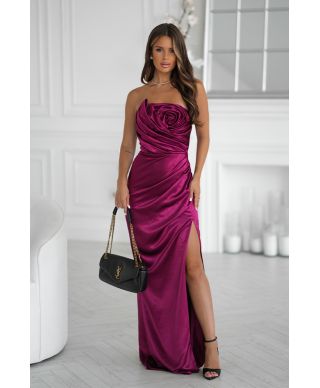 Vestito a sirena con spacco, rosso - Rose