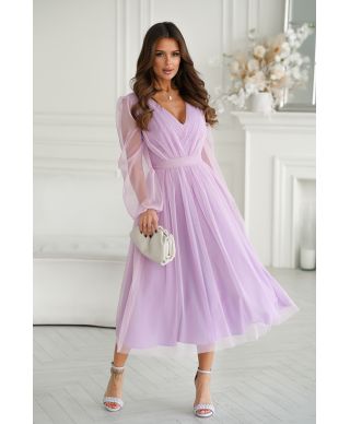 Abito donna - Con manichetta in tulle – Viola