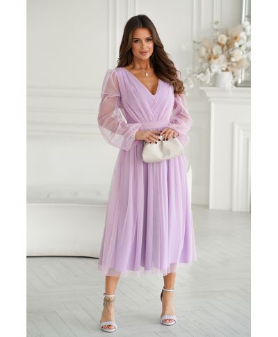 Abito donna - Con manichetta in tulle – Viola