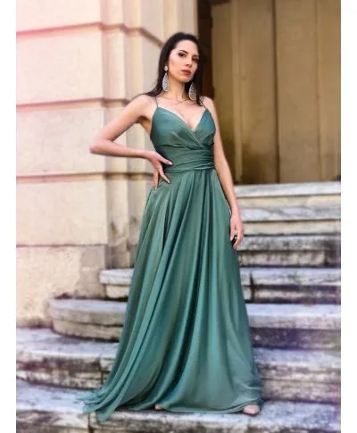 Abito verde, elegante - Schiena scoperta