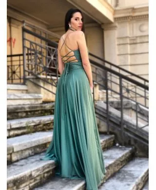 Abito verde, elegante - Schiena scoperta
