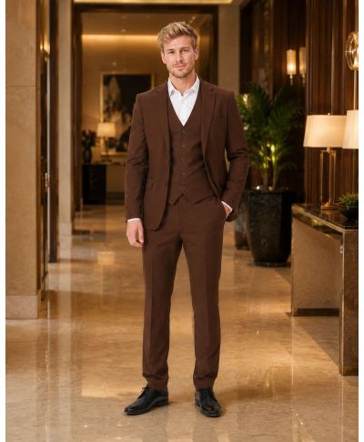 Abito uomo marrone, con gilet - Klemente