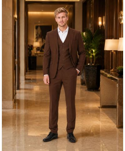 Abito uomo marrone, con gilet - Klemente
