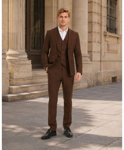 Abito uomo marrone, con gilet - Klemente