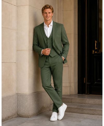 Abito uomo con gilet, verde - Vienna