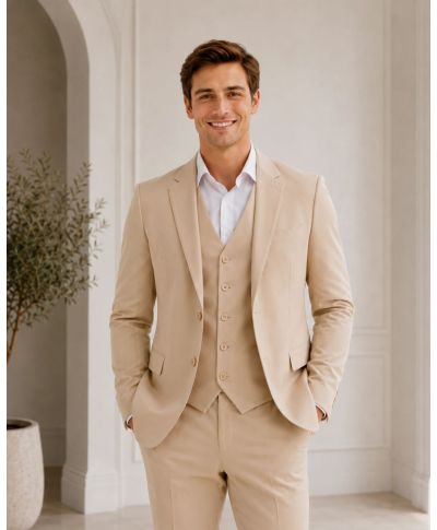 Abito uomo con gilet, beige - Vienna - Abiti uomo online - Gogolfun.it
