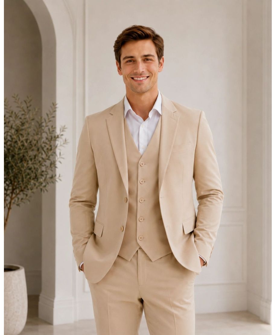 Abito uomo con gilet, beige - Vienna - Abiti uomo online - Gogolfun.it