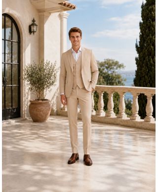 Abito uomo con gilet, beige - Vienna - Abiti uomo online - Gogolfun.it