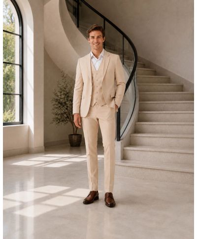 Abito uomo con gilet, beige - Vienna - Abiti uomo online - Gogolfun.it
