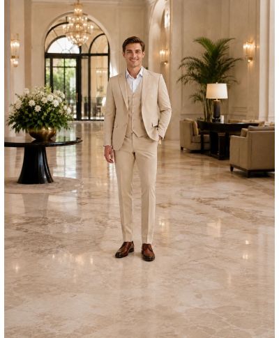 Abito uomo con gilet, beige - Vienna - Abiti uomo online - Gogolfun.it