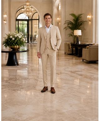Abito uomo con gilet, beige - Vienna - Abiti uomo online - Gogolfun.it