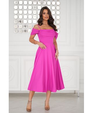 Abito midi elegante in Raso - Scollo Morbido e Spalline scorrevoli