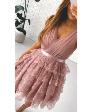 Vestito tulle - Rosa - Corto - A palloncino