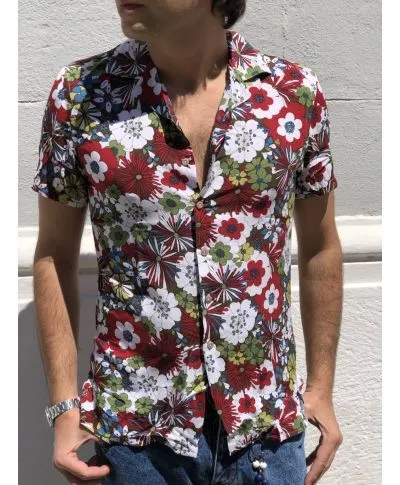 Camicia maniche corte - Fantasia floreale - Viscosa - Key Jey