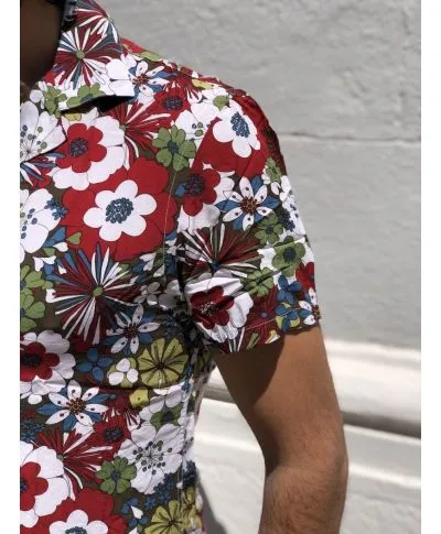 Camicia maniche corte - Fantasia floreale - Viscosa - Key Jey