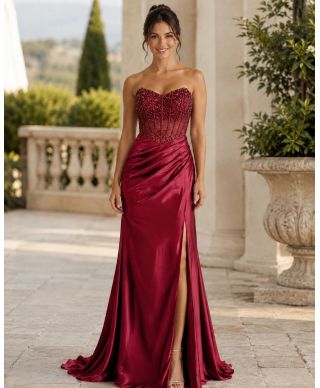 Vestito elegante a sirena, bordeux - Kimolos - Vestiti diciottesimo e matrimoni - Gogolfun.it