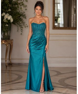 Vestito elegante a sirena, bordeux - Kimolos