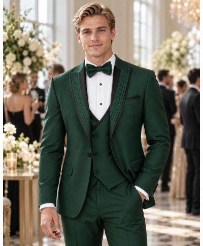 Smoking uomo con gilet, verde smeraldo - Boemia