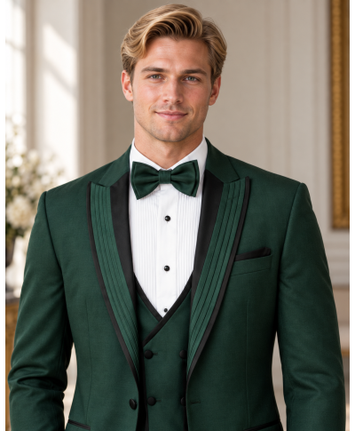 Smoking uomo con gilet, verde smeraldo - Boemia