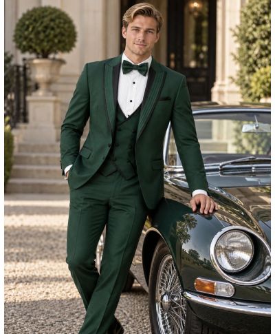 Smoking uomo con gilet, verde smeraldo - Boemia