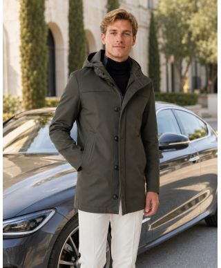 Trench verde militare - Con cappuccio - Gogolfun.it