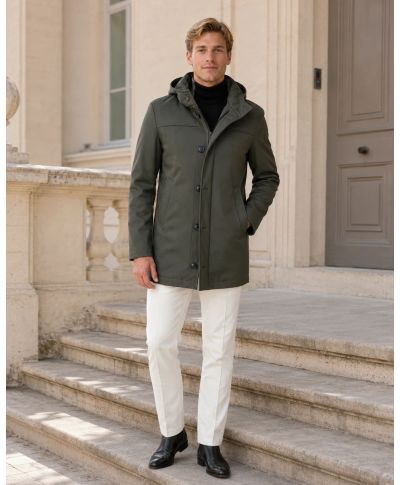 Trench verde militare - Con cappuccio - Gogolfun.it