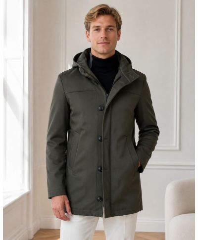 Trench verde militare - Con cappuccio - Gogolfun.it