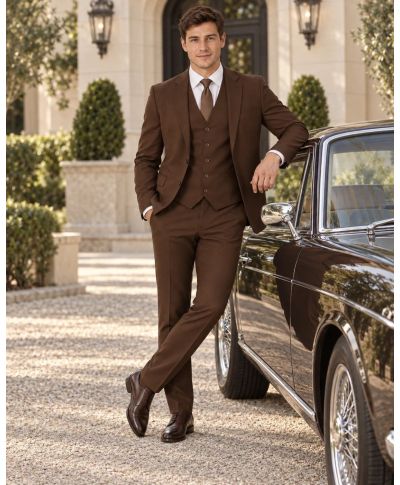 Abito uomo marrone, con gilet - Klemente