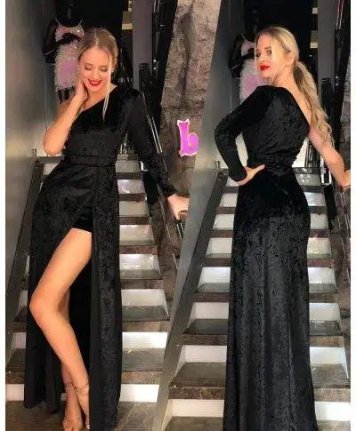 Vestito donna - Lungo - Monospalla - Nero