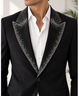 Smoking Uomo nero particolare, con strass argento - Best Price - Modello George