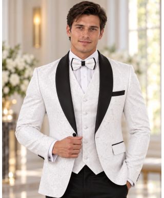 Tuxedo uomo con giacca particolare, bianco - Lecce - Smoking uomo bianco da sposo - Gogolfun.it