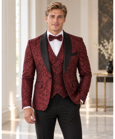 Tuxedo uomo con giacca damascata, bordo - Lecce - Smoking uomo particolari online - Gogolfun.it