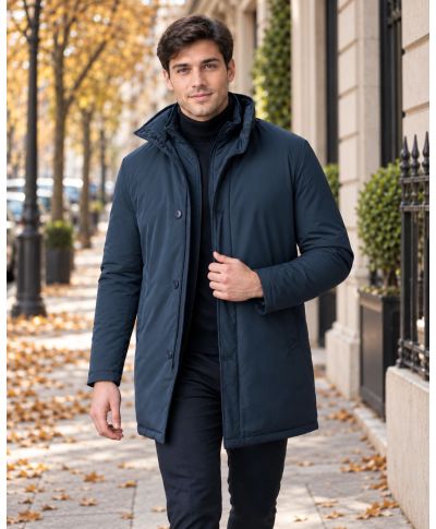 Trench uomo, blu - Imbottito e impermeabile - Saint Moritz - Trench e cappotti uomo online - Gogolfun.it