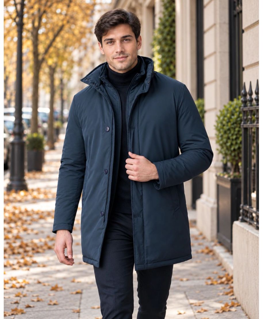 Trench uomo, blu - Imbottito e impermeabile - Saint Moritz - Trench e cappotti uomo online - Gogolfun.it