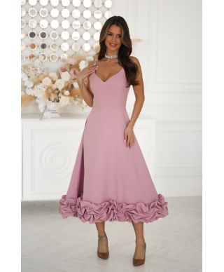 Vestito da cerimonia rosa cipria midi con gonna ampia – Tessa