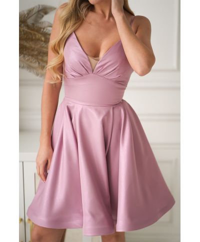 Abito mini - Rosa broccato con corsetto - Sofia
