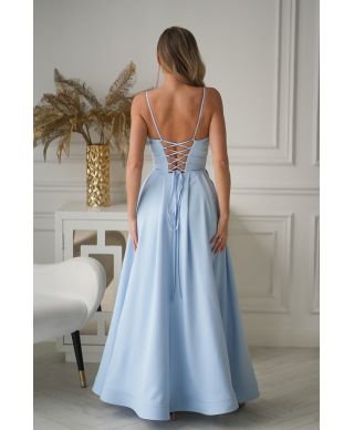 Abito da cerimonia azzurro con  schiena corsetto – Ravenna